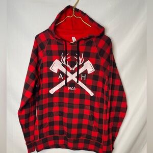 ARLINGTON HARDWARE AH WA Hoodie Black Red Lumberjack Buffalo Check Women’s M